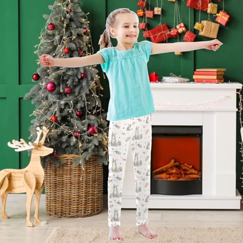 Girls' Leggings Rabbit Bunny Floral Ankle Length Printed Leggings Comfort Pants for Kids 4-10 Years3