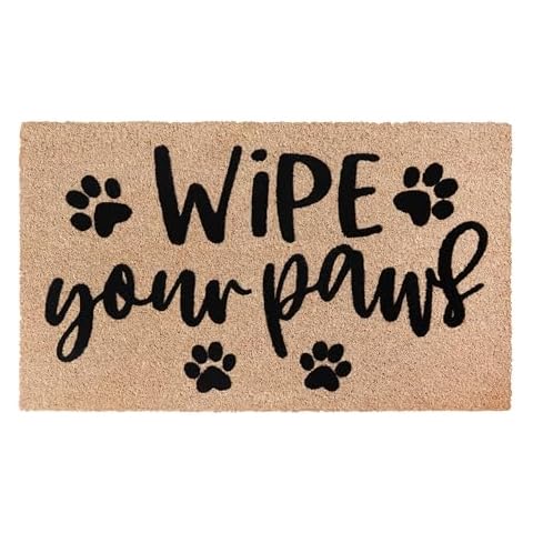 A1HC Natural Coir Flocked Doormat with Heavy Duty Non-Slip PVC Backing Easy to Clean, Fade Resistant, Pet Friendly Outdoor Welcome Mat, Low-Profile Durable Doormat (Wipe Your Paws Black, 24x36) Cover