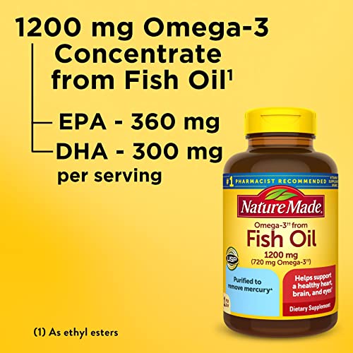 Nature Made Omega 3 Fish Oil 1200 mg, Fish Oil Supplements as Ethyl