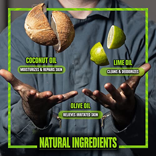 Grip Clean | Hand Cleaner For Auto Mechanics - Heavy Duty Pumice Soap, Dirt-Infused Hand Soap Absorbs Grease/Oil, Stains, Odors & More. All Natural Soap With Moisturizing Ingredients. Lime Scented For Men & Mechanics (Squeeze Bottle) #TOP4