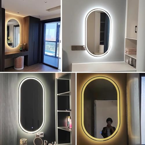 Miroir de salle de bain ovale à LED rétroéclairé 60x90 cm