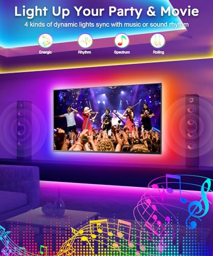 Image of MORIACC TV Led Lights 16.4ft, Led Backlight for 45-75 Inch TV, Music Sync Color Changing Led Strip with Bluetooth App & Remote, USB Powered Ambient Lighting for Bedroom Gaming Home Decor