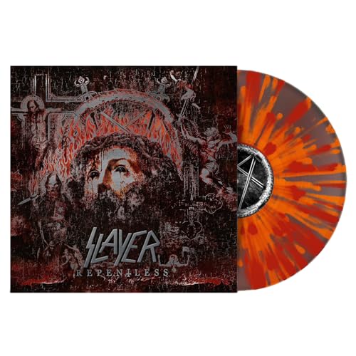 Album Art for Slayer Repentless Silver w/ Red & Orange Splatter Vinyl LP (mirror board cover artwork) by Slayer