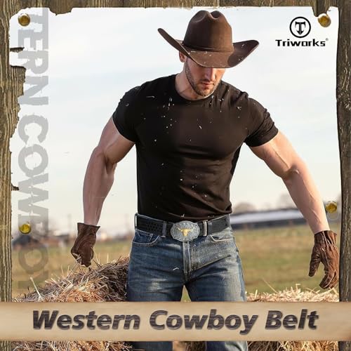 Western Cowboy Cowgirl Belt for Men Western Buckle Belt 1.5" Wide Floral Engraved Embossed Leather Belt3