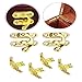 WANLIAN Antique ox horn Right Latch Hook Hasp,Right Latch Hook and Vintage Support Hinge Set,for Decorative Cabinet Small Wooden Jewelry Box Gift Box,With Screws,Gold Zinc Alloy(2X Hasp Catch+4X Hinge