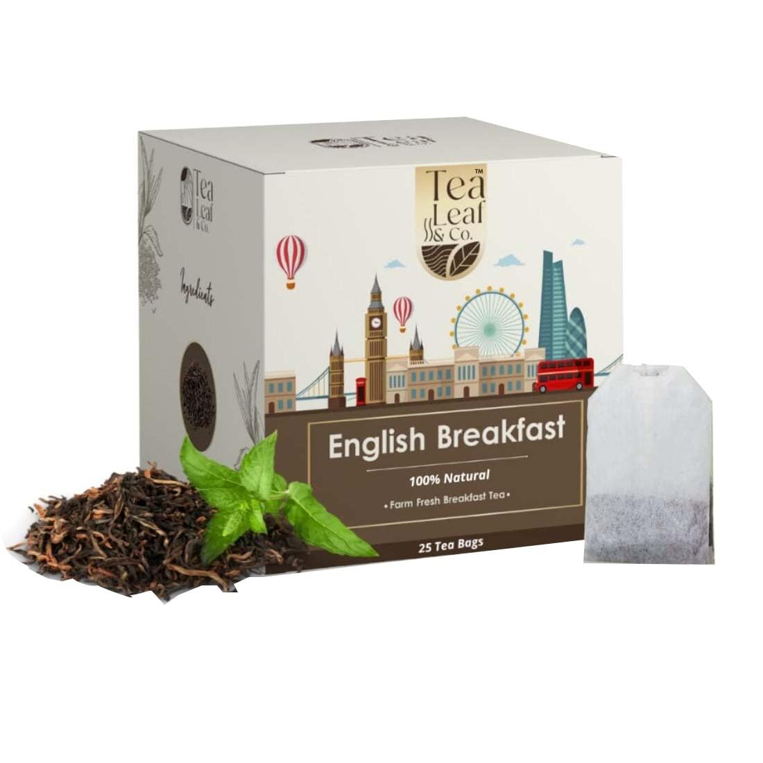 Tea Leaf & Co. English Breakfast Black Tea High Energy & Heart Health Supports Cholesterol & Sugar Levels Farm Fresh Flavour 25 Tea Bags Pack of 1