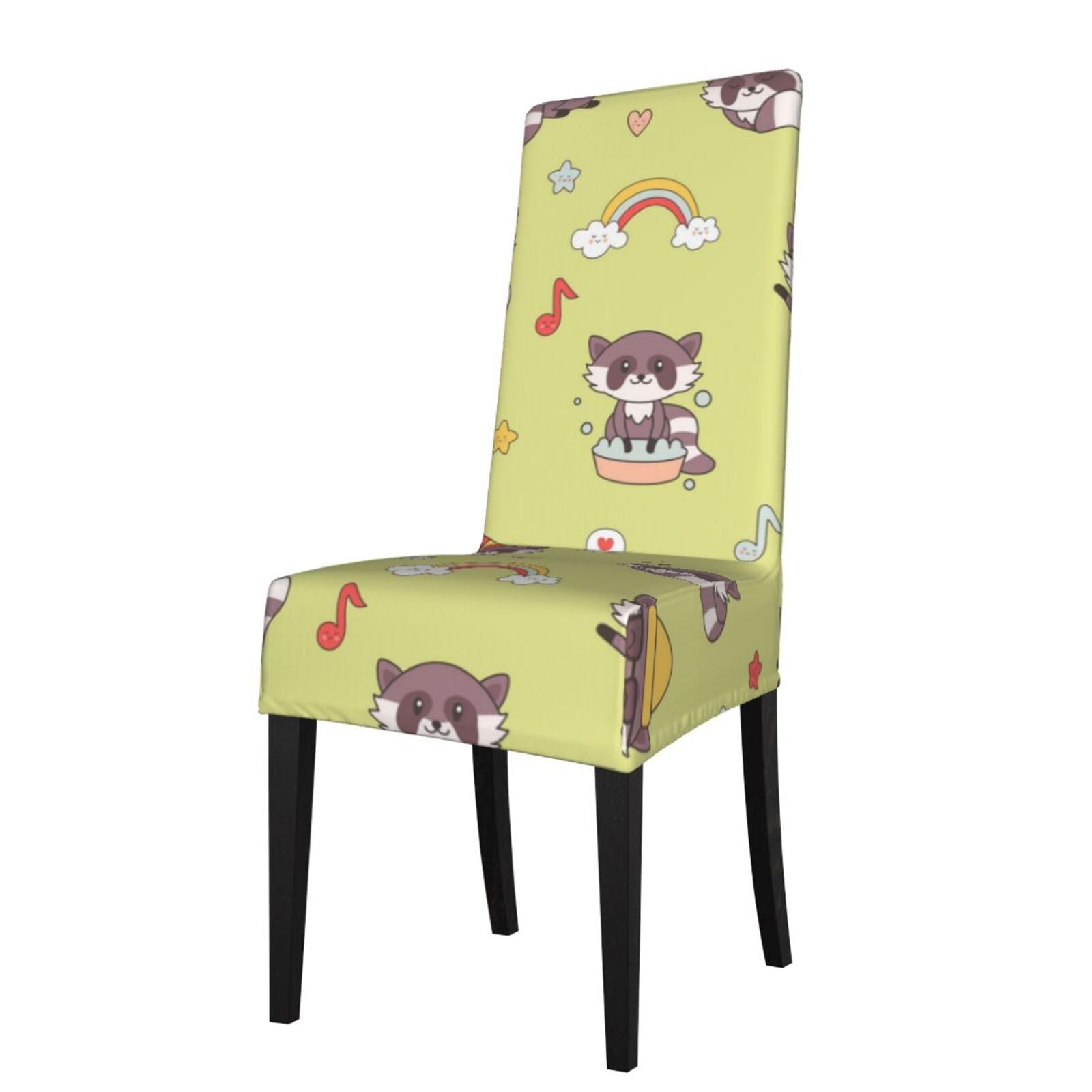 Lkymoh As Picture Kawaii Raccoon Cute, Chair Covers Stretch Chair Slipcovers For Dining Room, For Party Pet Protection Universal Fit Soft Polyester