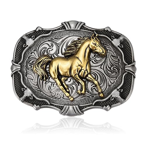 BBOTEN Boucle de ceinture Western Short, Horn Longhorn Bull, Bottes, Boucles de ceinture cheval pour femmes et hommes - Boucles de ceinture Hommes, gris, Small