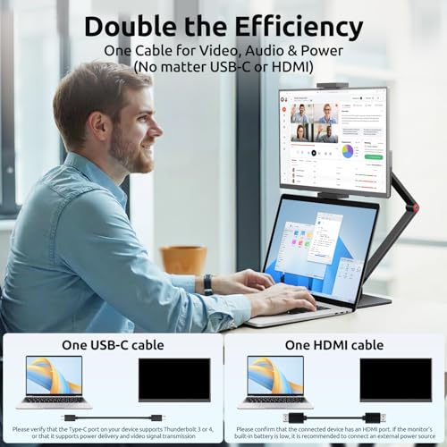 Image of MAGICRAVEN Wireless Portable Monitor for Laptop, 15.6 inch Portable Monitor with Battery-1080P FHD Second Screen for Home & Office, AirPlay & Miracast Casting, No Cables or Drivers Needed(with Stand)