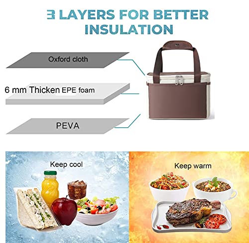 Yansanido 6L Thickened Reusable Insulated Coffee Lunch Bag For Women And Men Travel Picnic And Lunch Box (Small, Coffee) #TOP2