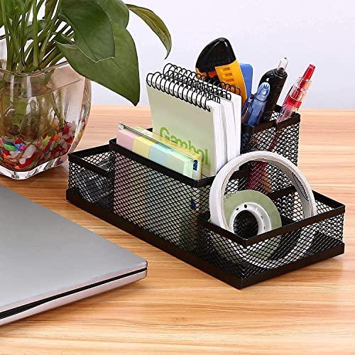 Image of SPIREX 4 Compartment Metal Mesh Pen Stand - Perfect Desktop Pen Organizer for Office, School, and Home - Sturdy and Sleek Design - Ideal for Pens, Pencils, Markers, and More