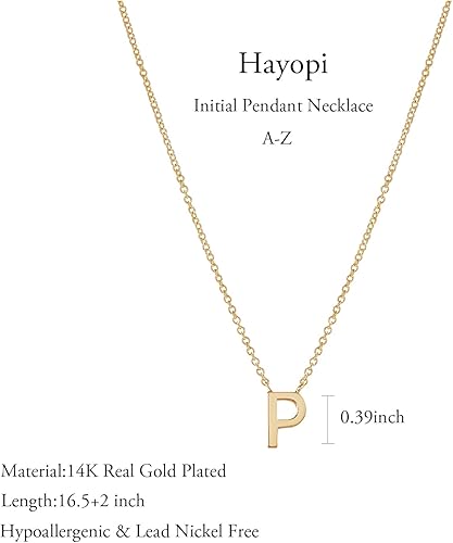 Miniatura 5 de Hayopi Initial Necklaces for Women,Dainty Gold Plated Letter Necklace Name Personalized Monogram Pendant Necklace Simple Cute Initial Necklace