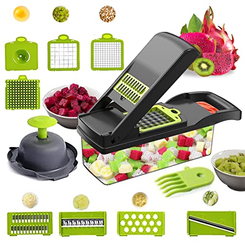 ASIBT vegetable chopper, onion chopper, dicing machine-peeler, food chopper, salad chopper, vegetable chopper, vegetable screw machine, vegetable slicer, egg separator, egg slicer (Black)