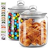 Almcmy 1 Gallon Glass Storage Jars Set of 2,Clear Airtight Food Storage Canister with Lids,Kitchen A