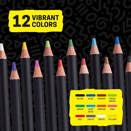Image of POSCA Colored Pencils, Soft Core, 12 Count, Ultra-Smooth, Rich Pigment, Vibrant Colors for Blending, Shading & Layering, Adult Coloring & Drawing