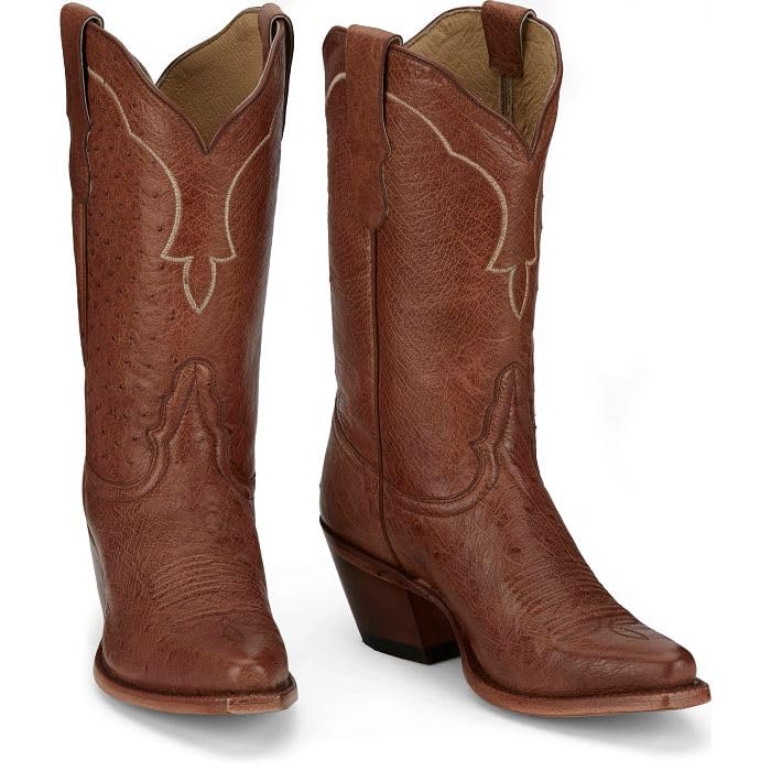 Tony Lama Justin Lorraine 11" Smooth Ostrich Boots for Women, Premium Leather Western Footwear, Elegant Design, Comfortable Fit2