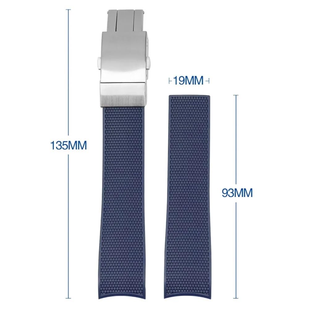 Correas de Repuesto de 21 mm para Longines HydroConquest, Correa de Caucho con Hebilla Plegable para Reloj Deportivo de Buceo, Accesorios de Pulsera (Negro) (Azul, 21 mm)