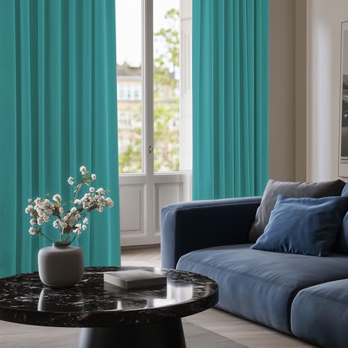 Image of Deconovo CT0111-2 Blackout Living Room Grommet Top Curtains, 52x95 Inch, Turquoise