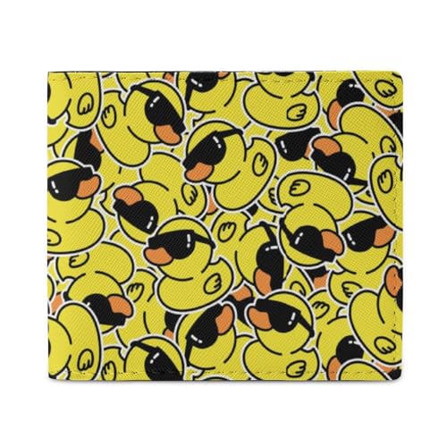 PUYWTIY BifoldID Card Men's Wallet, Slim and Thin Wallet Multi Purpose Coin Purse, Funny Sunglasses Yellow Rubber Duck Stylish Credit Card Cash Id Holder