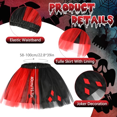5 PCS Halloween Clown Costume Accessories Women, Clown Hat Headband Gloves Face Gems Harlequin Socks Tutu Skirt - Image 4