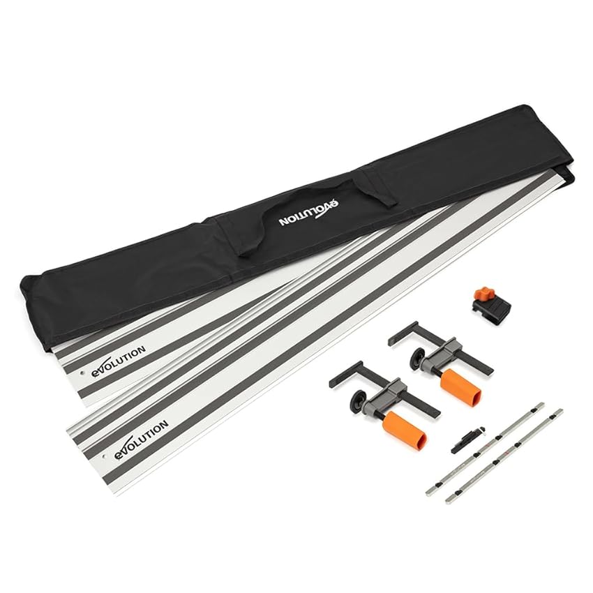 Evolution Power Tools ST2800-G2 Guida per Seghe Circolari/Binario | Universale per la maggior parte delle marche Makita, Bosch, Festool | 2,8 m (2x 1400 mm) Accessorio di arresto finale incluso