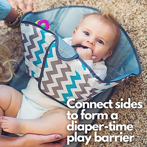 Snoofybee Playtime Changing Pad, Portable 3-In-1 Diaper Clutch, Changing Station, And Diaper-Time Playmat With Redirection Barrier For Infants, Babies And Toddlers Clean Hands Changing Pad (Arrow) #TOP1