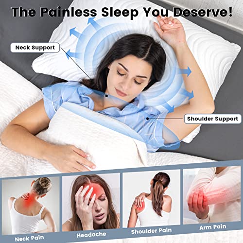 Zonli Cooling Shredded Memory Foam Pillow, 20"X 28" Pillows For Neck Pain, Queen Size Bed Pillows With Machine Washable Cover, Adjustable Loft Pillow For Side And Back Sleepers (White, Pack Of 1) #TOP1