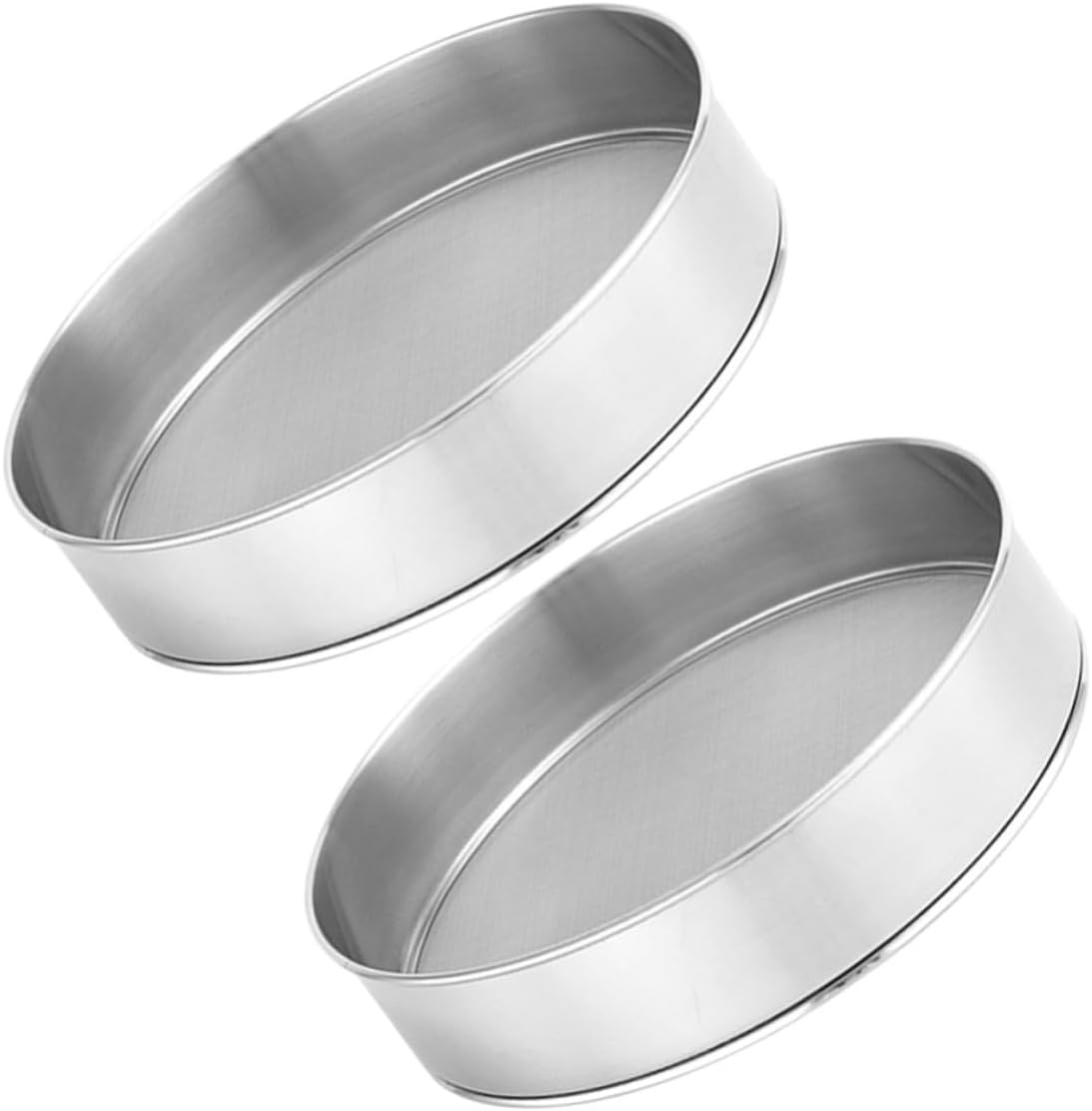 Ipetboom 2pcs Stainless Steel Baking Flour Sifter Fine Mesh Handheld Round Powdering Strainer Kitchen Sieve with Ergonomic Grip for Cake Bread Pastry