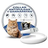 Collar Antiparasitario para Gatos, 6 Meses de Protección contra Pulgas, Garrapatas y Mosquitos – 100 % Natural, Impermeable, Ajustable, para Todos los Tamaños.