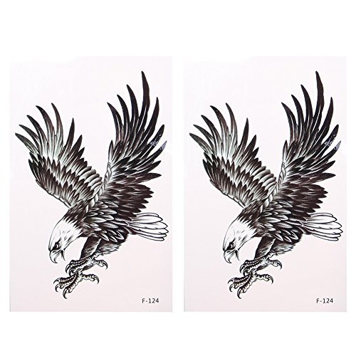 Globeagle 2pcs Eagle Fashion Arm Waterproof Simulation Body Tattoo Stickers