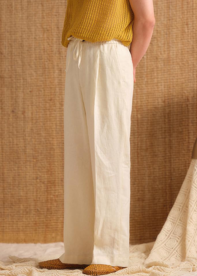Men's Linen Pants Elastic Waist Drawstring Pants Casual Lightweight Linen Trousers Beach Summer Pant2