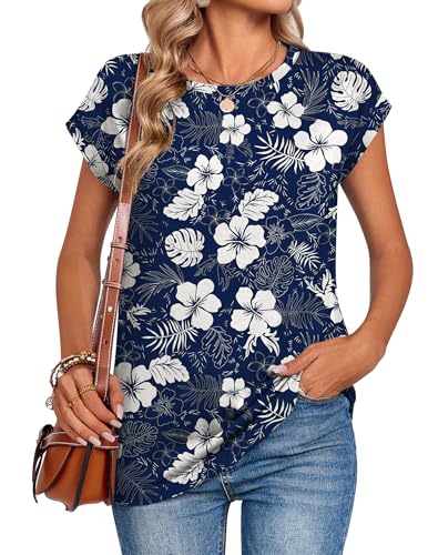 Image of Zeagoo Womens Tops Summer Casual Cap Sleeve Tshirts Shirts Business Dressy Spring Fashion Outfits Trendy Clothes