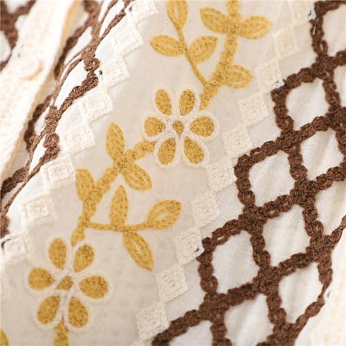 Women Vest, Women Crochet Knit Diamond Sweater Vest Button Up Crop Cardigan Waistcoat Bust:35.43-37.40inch Length:16.54inch Apricot Black2