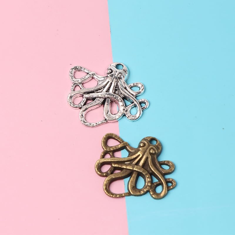 100Pcs Zinc Alloy Charms Antique Silver Color Marine Octopus Shape Charms Pendants For DIY Necklace Bracelets Jewelry Making 20 x 24 mm - Image 4