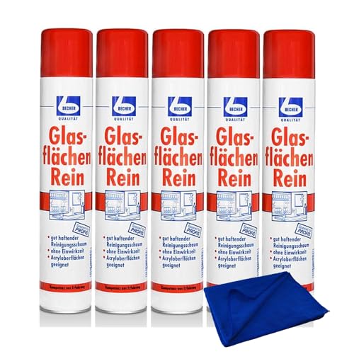 Reinigungsset SomosTrade für Glasflächen und Fenster - 5 Sprühdosen mit 500ml + Gratis Microfasertuch