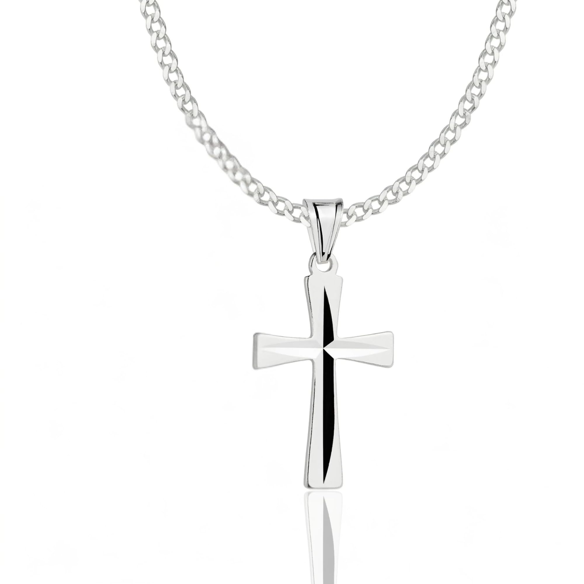 ZELYA Cadena de plata de ley 925 con cruz para niñas y niños 45-60 cm comunión bautizo