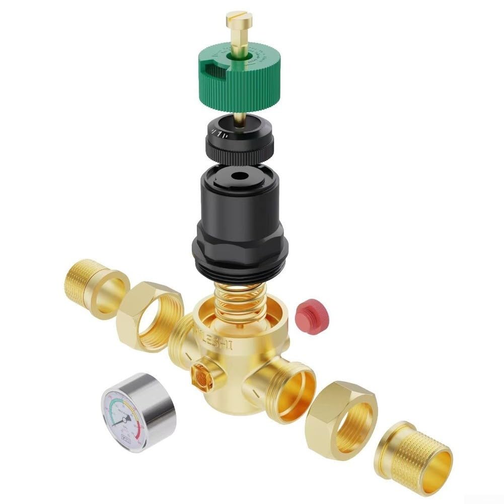 Riduttore di pressione acqua ottone regolabile 1/2 pollice (3/4) | Preciso controllo della pressione, ottone robusto, connettore da 1/2", a prova di perdite, per edifici residenziali