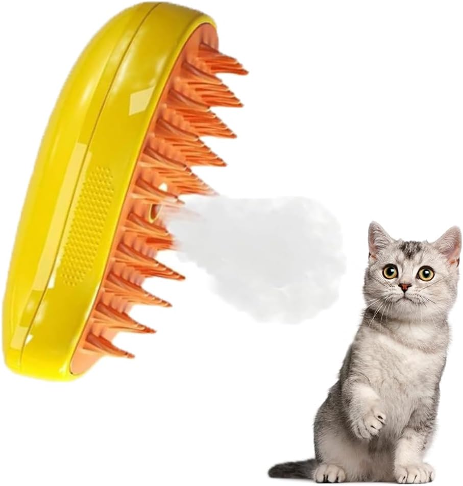 Steamy Cat Brush, 3 In1 Cat Steam Brush Self Cleaning Steam Cat Brush