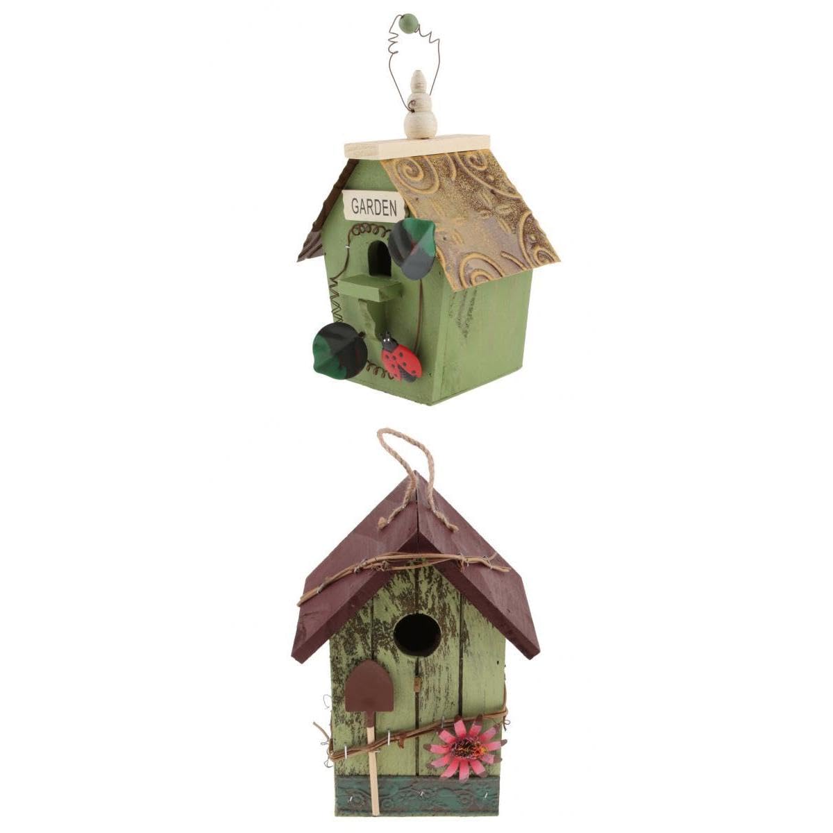 2X Wooden Bird Houses Outdoor Garden Birds Hanging Nesting Box Arts Crafts | Home & Garden | Yard, Garden & Outdoor Living | Bird & Wildlife Accessories | Birdhouses