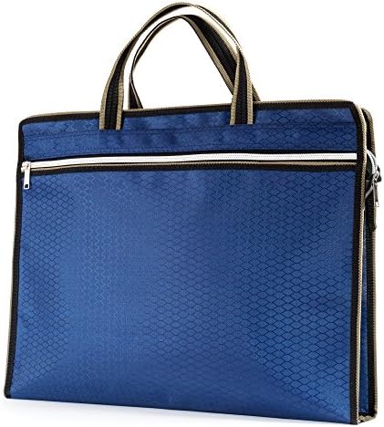 Zipper Business Document Bag, Lavince Waterproof Briefcase Office Handbag File Bag Multi Purpose Usage for Files Folder Document Notebook iPad MacBook Stationery for Bussiness Meeting Office (Blue)