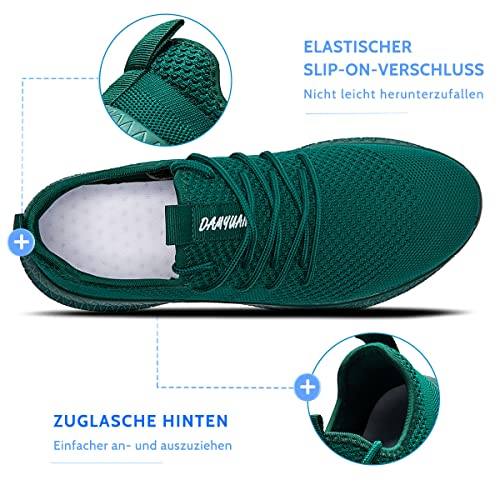 Tvtaop Damen Sneaker Laufschuhe Turnschuhe Straßenlaufschuhe rutschfest Leichtgewichts Atmungsaktiv Walkingschuhe Outdoor Tennisschuhe Sportschuhe Freizeitschuhe,Dunkelgrün 38 EU