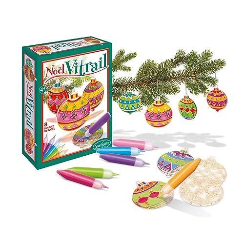 Sentosphère - Noël Vitrail - Coffret décoration Noël - Peinture - Loisirs créatif enfants - Décorations - Activité manuelle enfant - Boule pour sapin -...