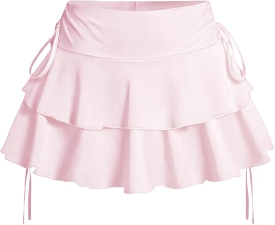 Womens Y2k Mini Ruffle Skirts with Shorts Cute Coquette Skort
