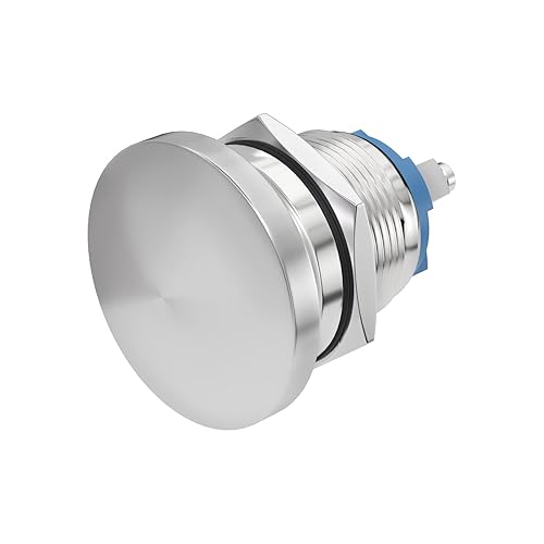 STARELO Interruptor de botón momentáneo de 0.79 pulgadas, cabeza de hongo de metal de acero inoxidable IP65, resistente al agua, 2 pines SPST 1NO 5A