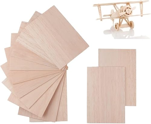 iUoczi Paquete de 12 hojas de madera de balsa 18 de 4 x 6 pulgadas, madera contrachapada natural sin terminar para Cricut Maker, hacer modelos de