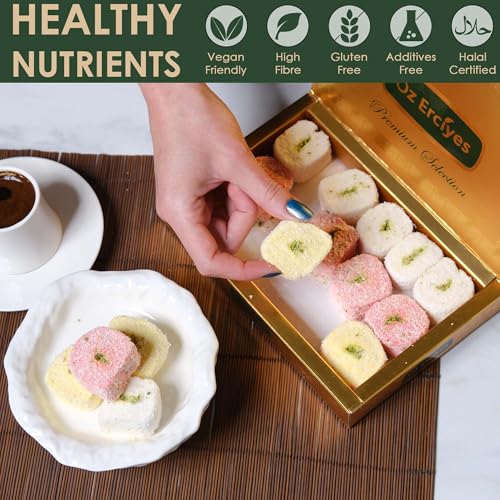 Turkish Delights Candy Gift Box – Mixed Sultana Turkish Delight with Pistachio Center, Strawberry, Milky & Banana Lokum, Traditional Turkish Food Sweet, 17.6 oz (500g) (Sultana Roll) - image 2