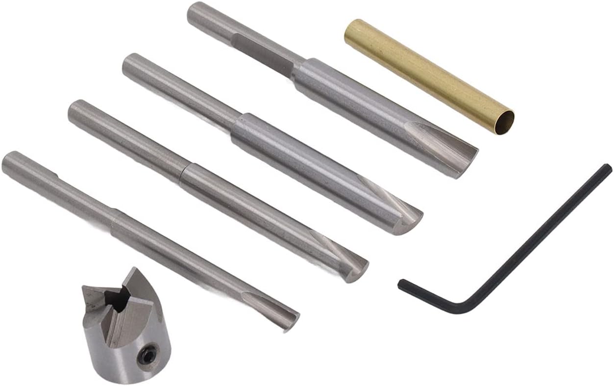 13Pcs Pen Barrel Trimming System Mill Trimmer Set 7mm 8mm 9.5mm 10mm Cutter Shafts Cutting Head Sleeve Adapter Hex Wrench Pen Bushings for Woodworking Pen Kit