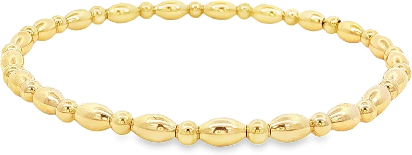 Anela 14kt Gold Filled Beaded Stretch Bracelet, Tarnish Free, Water Resistant, Hypoallergenic, Stacking Bracelet, Made in USA, Gift for Woman