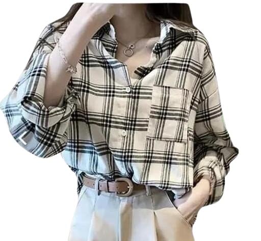 Women Checked Cotton Shirt Trendy Full Sleeve Button Style Fashion Clothing Collection-picture-50