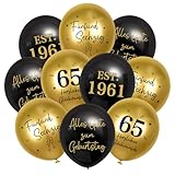 HUKUMA 24 Stück Deko 65. Geburtstag,65er Deko Mann Frauen,Luftballons Gold Schwarz Männer,Happy Birthday Latex Ballons,Alles Gute zum Geburtstag Geburtstagsdeko
